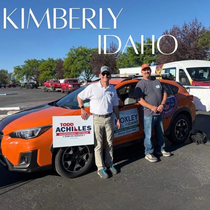 Kevin Moxley and Todd Achilles campaigning in Kimberly, Idaho