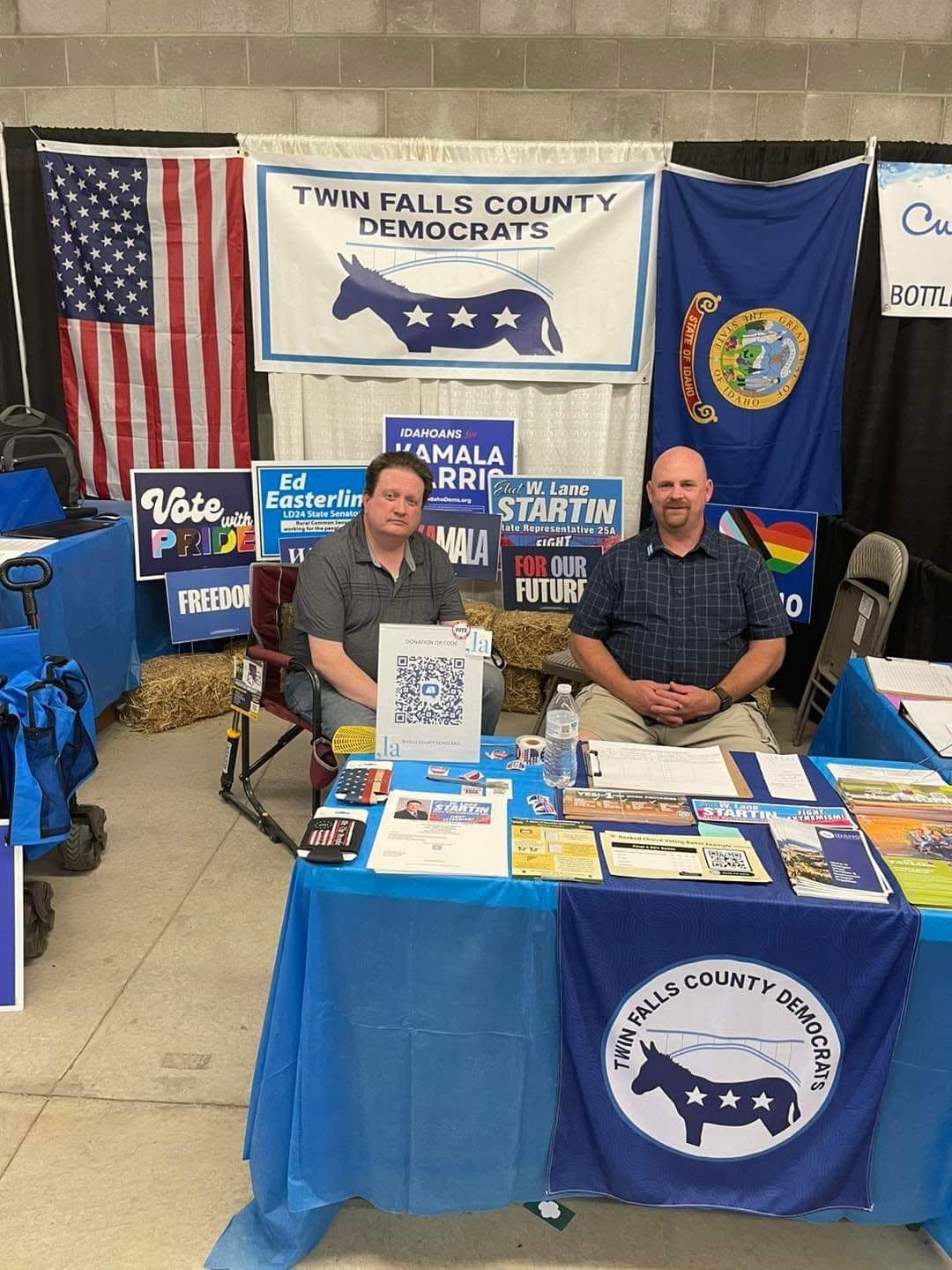 Kevin Moxley at the Twin Falls County Democrats booth